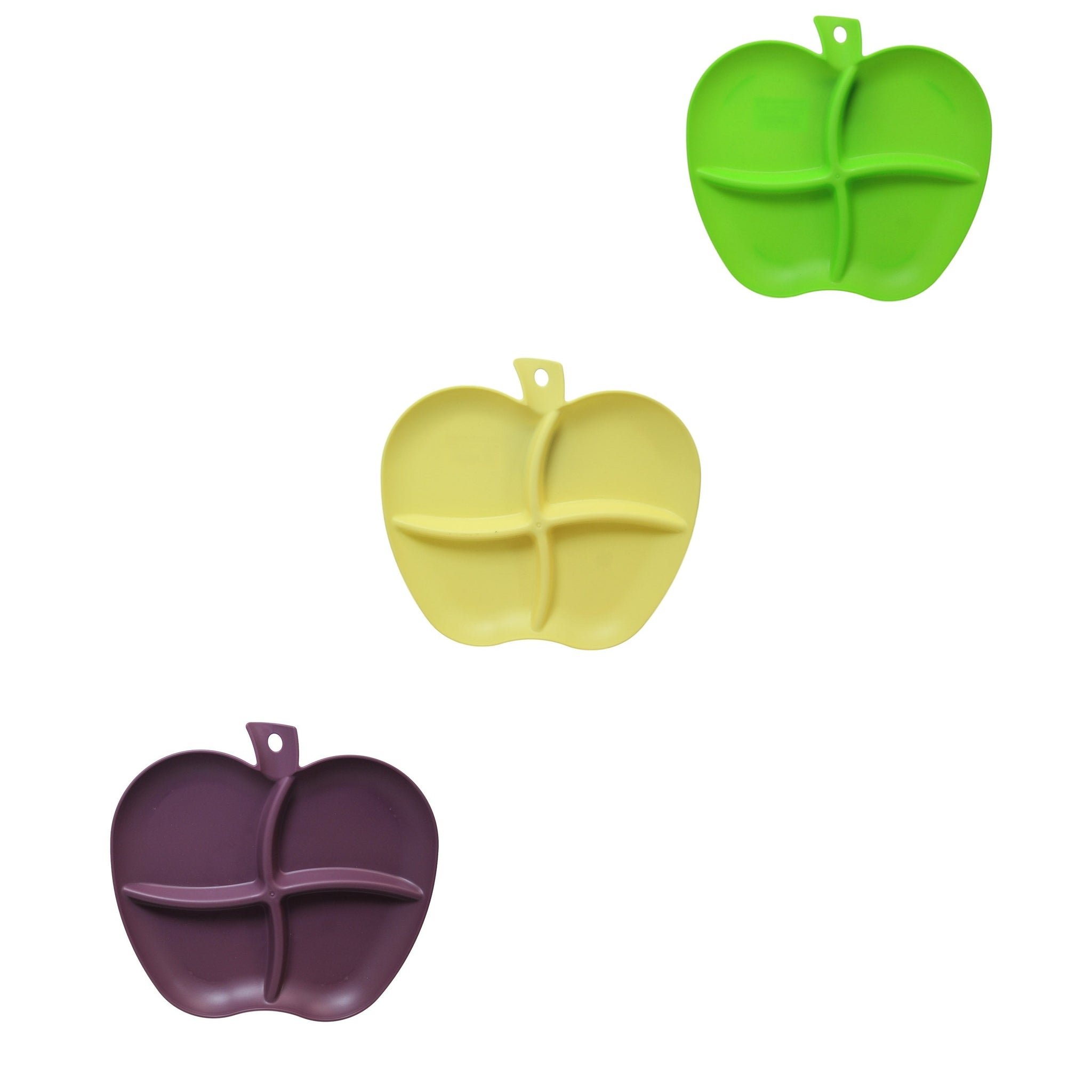 Plastic Sectioned Appetisers Plate Apple Design 22 x 25 cm Assorted Colours 0041 (Parcel Rate)