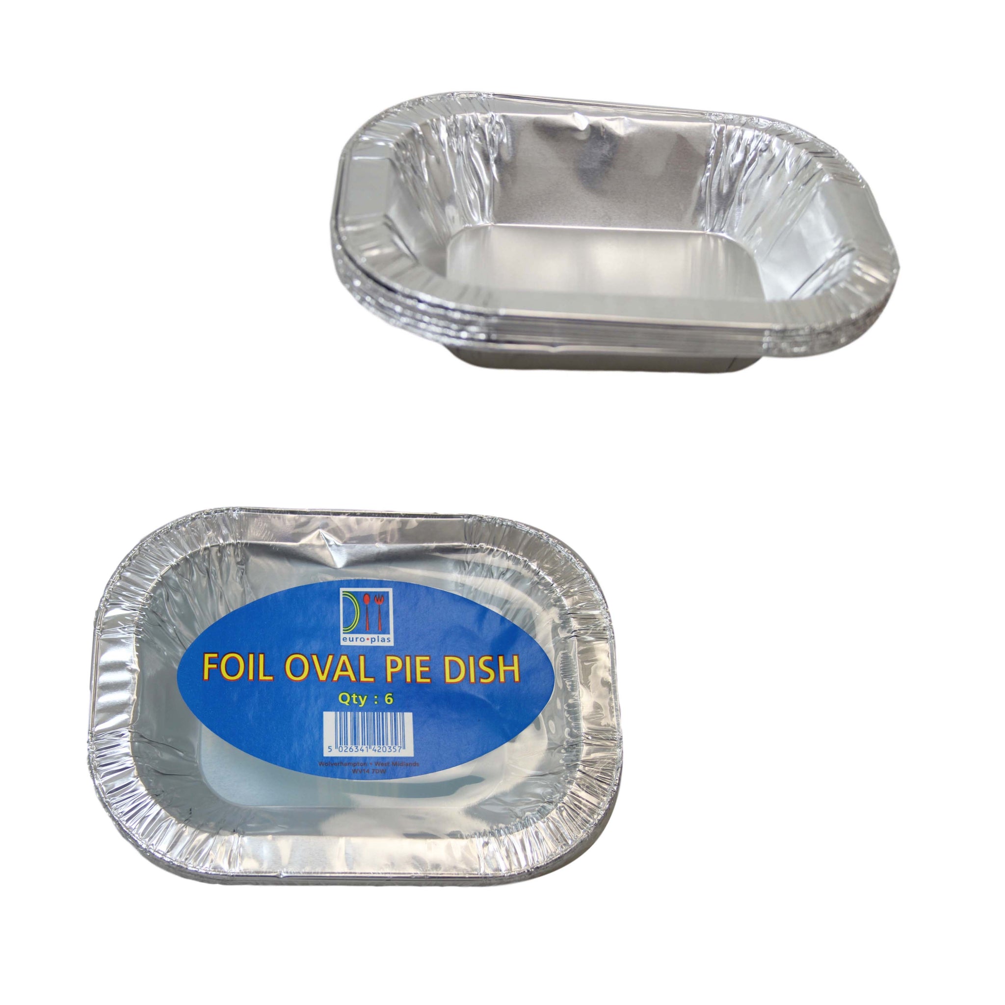 Oval Foil Pie Dish Takeaway Serving Foil Dishes Ideal For Food And Dessert 19.5cm x 5.2cm 6 Pack 0357 (Parcel Rate)