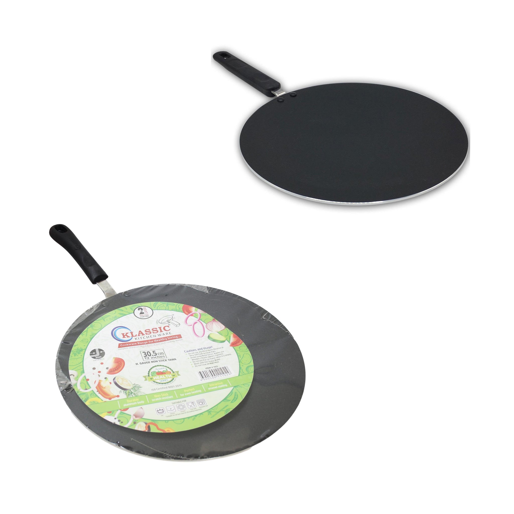 Classic Black Kitchen Tawa Quality Cookware Non Stick 2 Layer 30.5cm 102 (Parcel Rate)