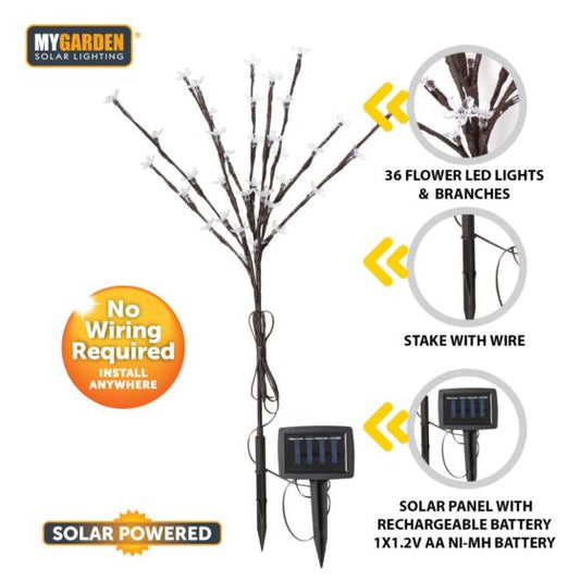 Garden Solar Powered Petal Lights Bright White 71cm 36 LED 1054 (Parcel Rate)