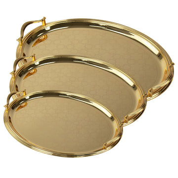 SQ Professional Durane Ornate Party Serving Tray Gold 5876FG Set of 3 Oval 10975 (Big Parcel Rate)