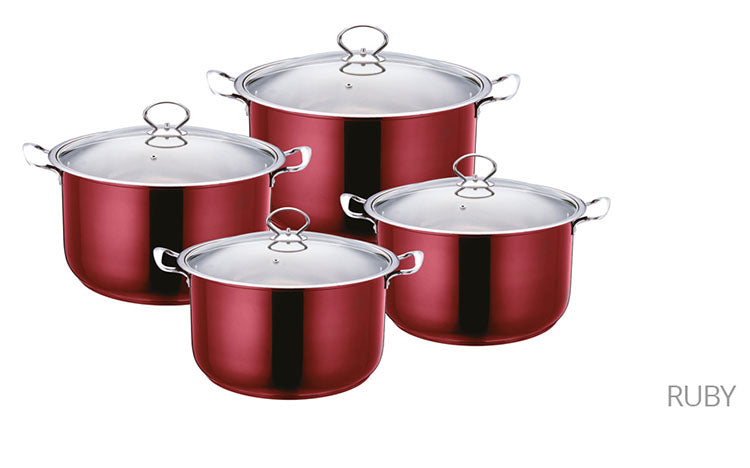 SQ Pro Stainless Steel Stockpot Set of 3 Gems Ruby 10 / 12.30 / 14.60 Litre 9576 / 2625 (Big Parcel Rate)