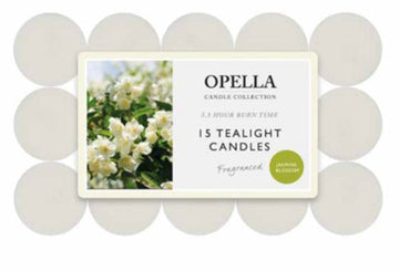 Beautifully Scented Opella Jasmine Blossom 15 Tealight Candles 3.5 Hour Burn Time CD001J (Parcel Rate)