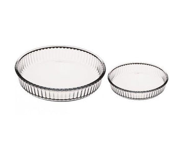 PB Borcam Glass Round Pie Plan Dishes Set of 2 32 / 26cm 159022 (Parcel Plus Rate)