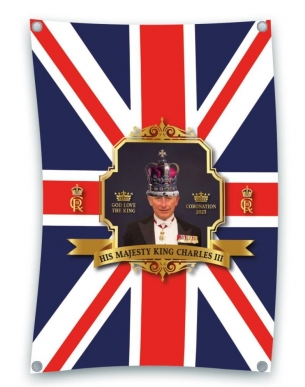 Coronation "His Majesty King Charles III" Portrait Flag 108 x 180 cm King Charles III 821622 (Parcel Rate)