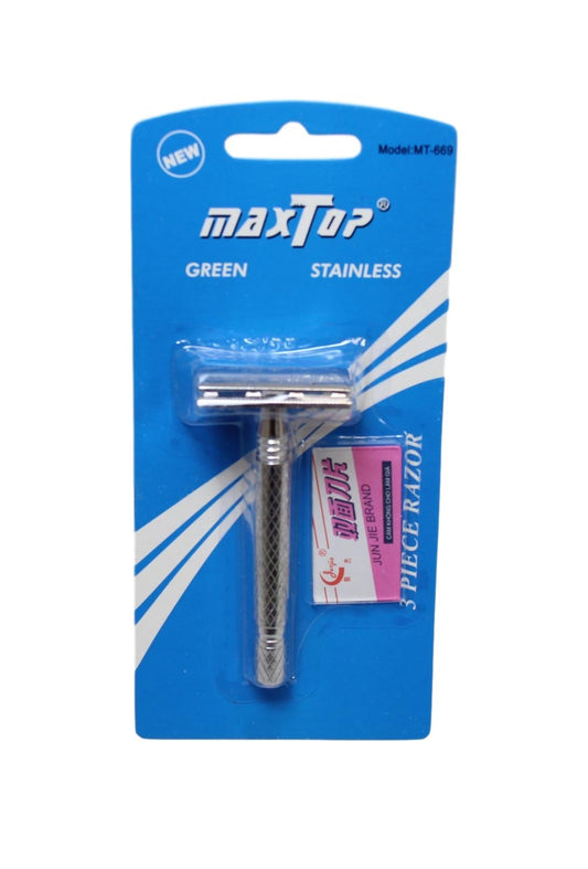 Stainless Steel 3 Piece Barber's Shaver Razor with Blades 10 cm 2900 (Parcel Rate)