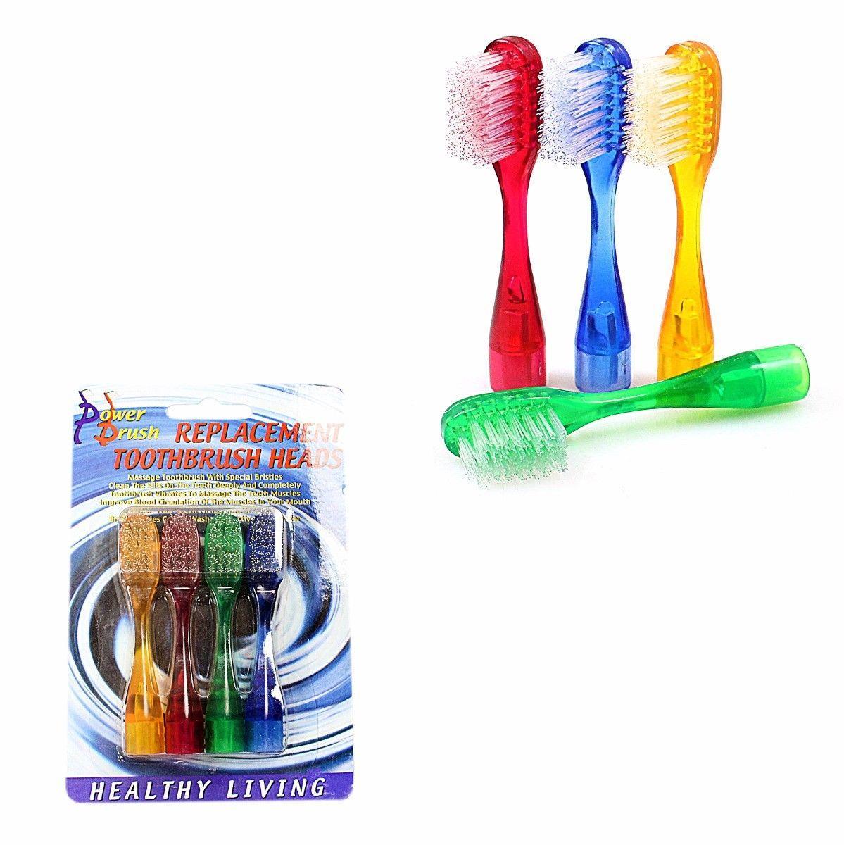 Replacement Toothbrush Heads Soft Bristle Pack of 4 Assorted Colours 0867 (Large Letter Rate)p