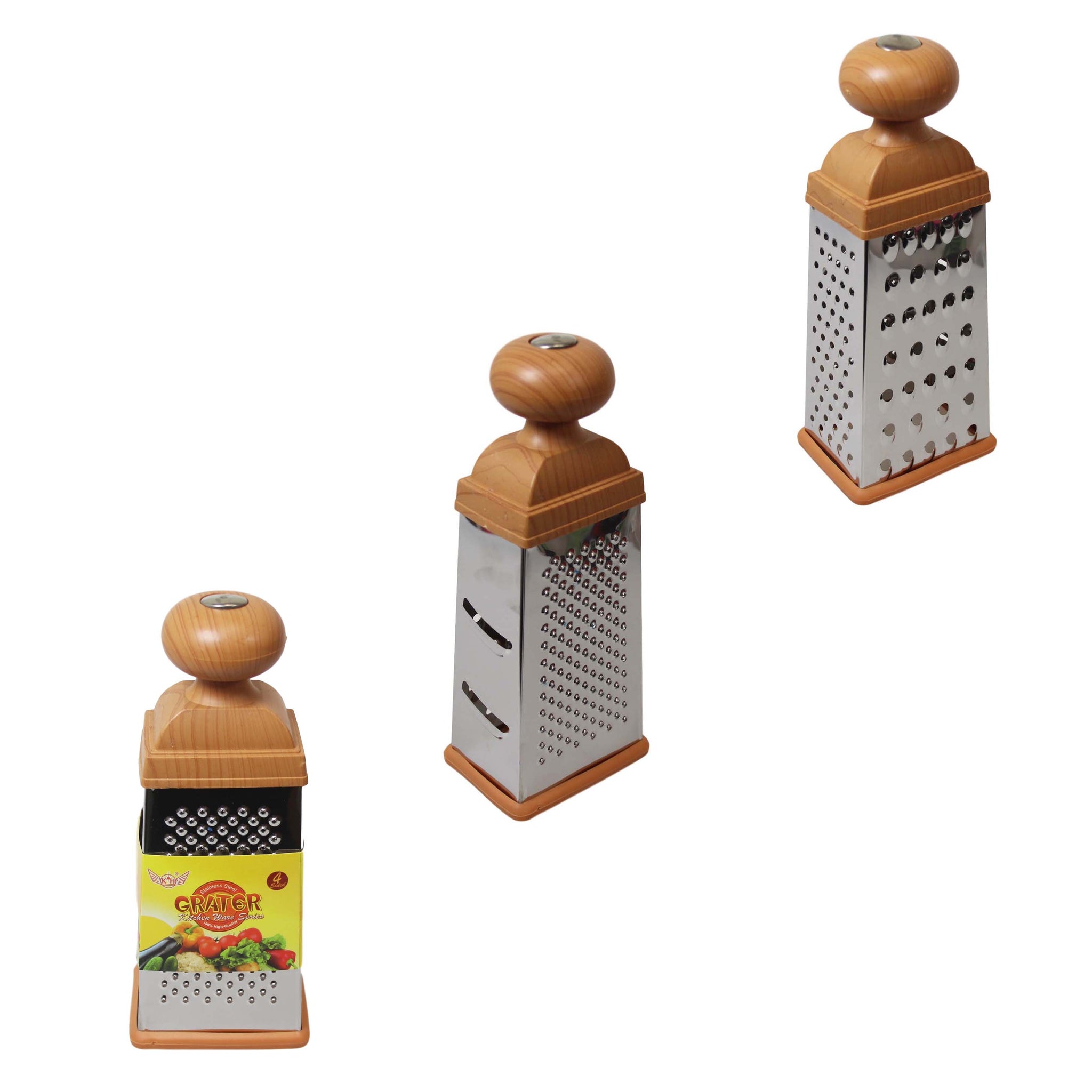 Kitchen Multipurpose Use 4 Sided Grater Ideal Food Prep Wooden Handle Grater 3140 (Parcel Rate)