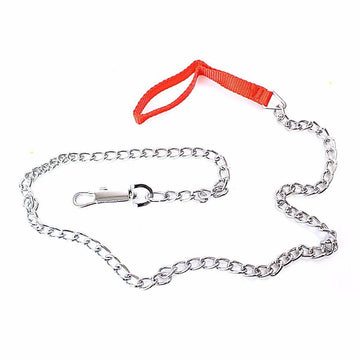 Heavy Duty Chrome Chain Pet Dog Leads Leash With Leather Handle For Dogs Walking  3037 (Large Letter Rate)