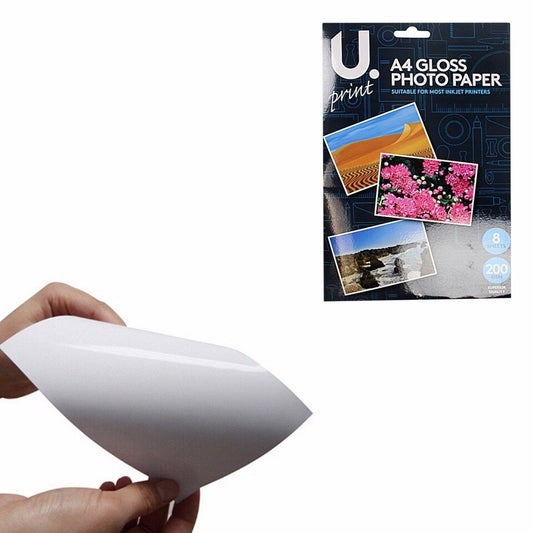 A4 Gloss Photo Paper Includes 8 Sheets 200GSM Superior Quality P2379 (Large Letter Rate)