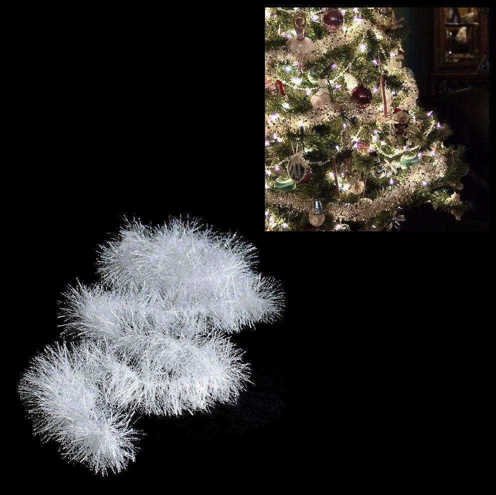 Snow White Christmas Tinsel 190cm Long White Tinsel  1438 (Large Letter Rate)