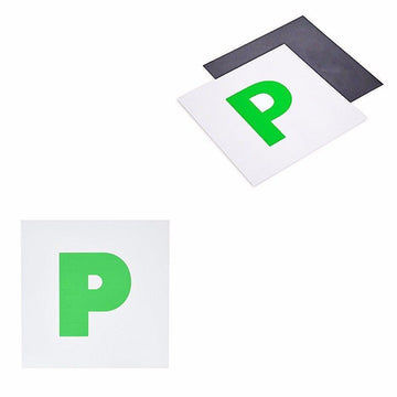 2 x Green 'P' Magnetic Learner Plate Car Accessory 18 x 18cm 4901 (Large Letter Rate)