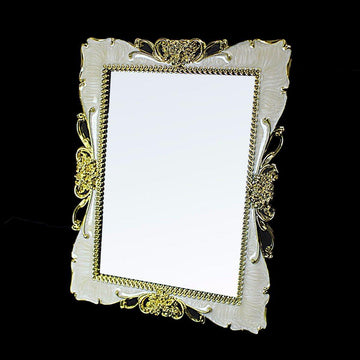 Designer Home Decor Mirror In Cream / Red and Gold 17cm x 22cm 2402 (Parcel Rate)