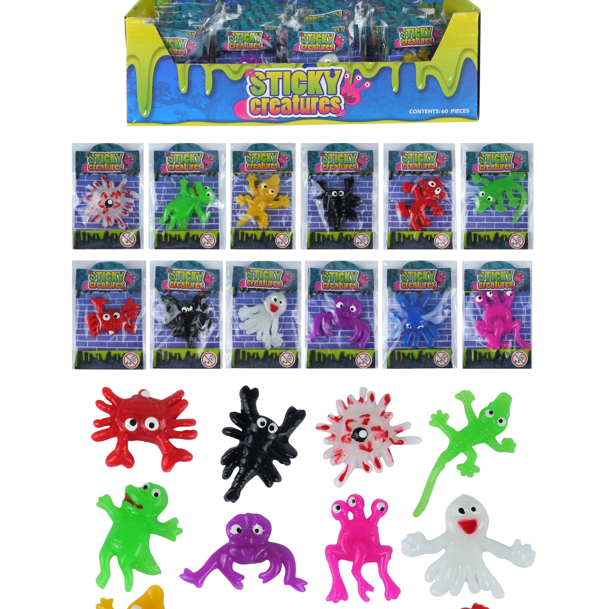 Children's Sticky Creatures Splatter Toys 5-6cm Assorted Designs T51225 (Large Letter Rate)