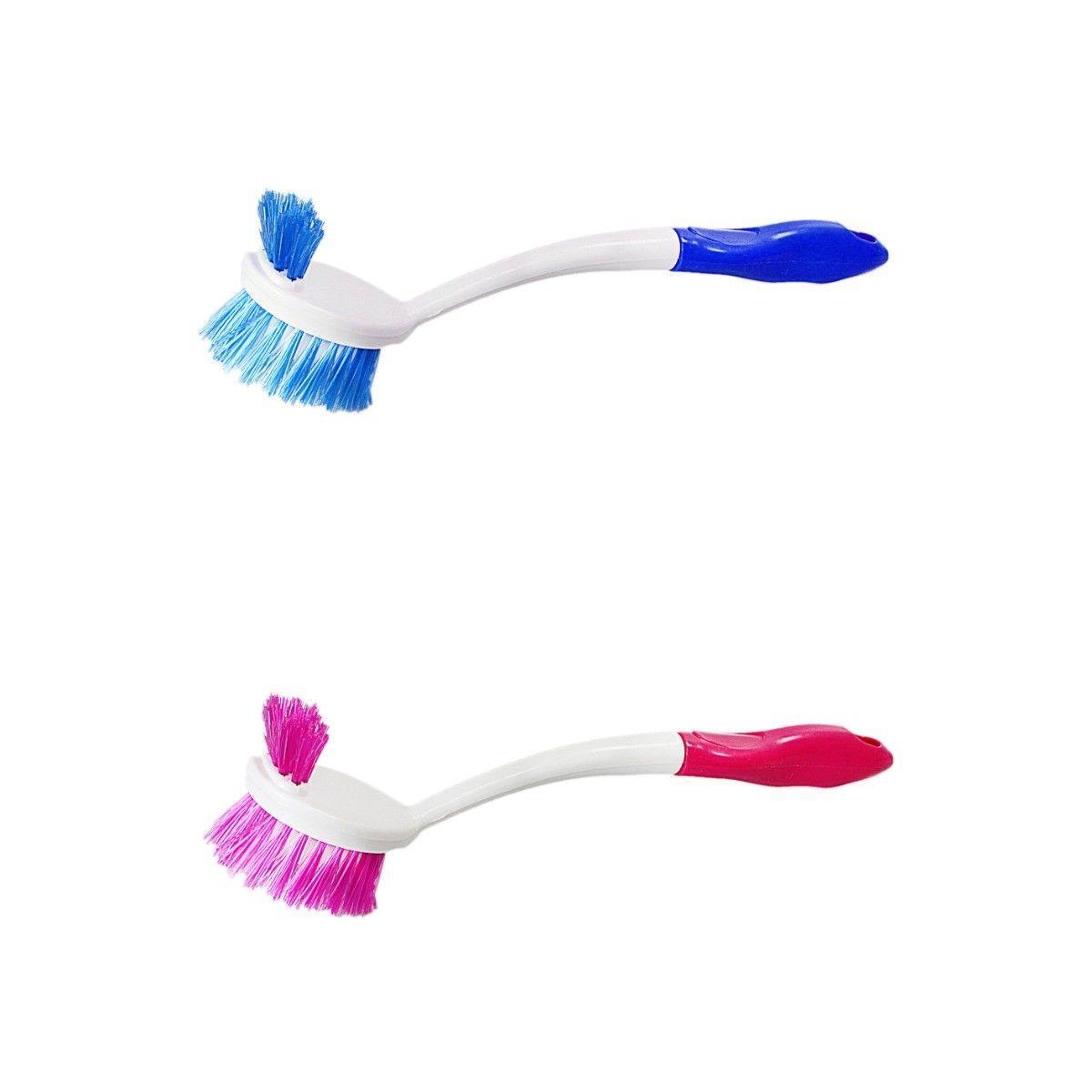 Plastic Double Sided Cleaning Washing Up Scrubbing Dish Brush 28 cm Assorted Colours 4025 (Parcel Rate)