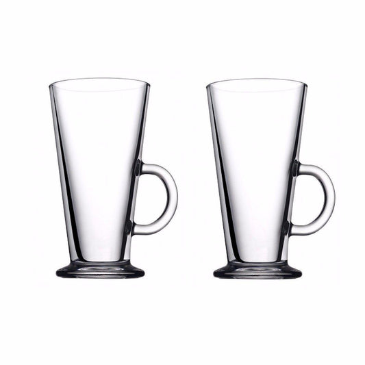 COLOMBIAN 2 Piece Set Latte Glass With Handle 263ml 55861 (Parcel Rate)