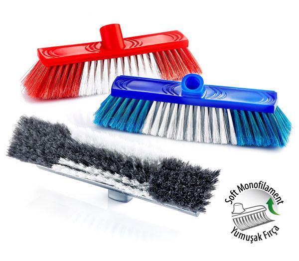 Plastic Soft Bristle Cleaning Broom Brush 120 cm Assorted Colours ZP156 (Parcel Rate)