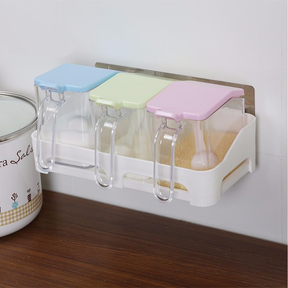 Kitchen Storage Spice Rack Magic Sticker Durable And Stable 3 Container 5 kg Max Load 5183 (Parcel Rate)