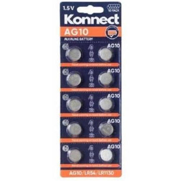 Konnect 10 Pack Alkaline Batteries 1.5v  AG10 - LR54 - LR1130 (Large Letter Rate)