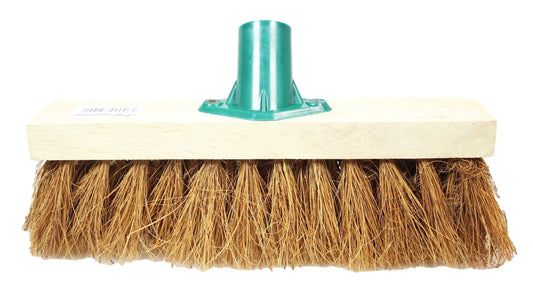 10" Soft Coco Garden Wooden Broom Brush Head 1001 (Parcel Rate)