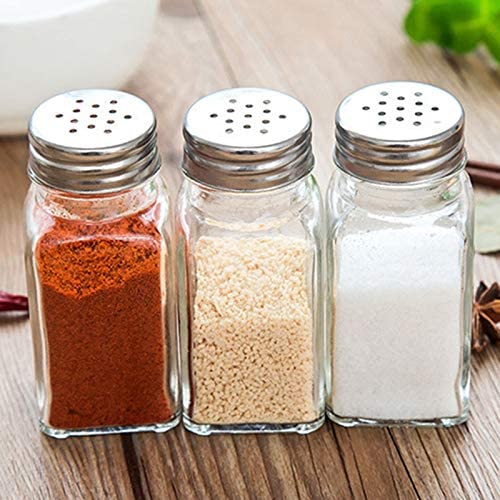 Square Glass Salt Pepper Spices Shaker Jar 9 x 4 cm 7116 (Parcel Plus Rate)