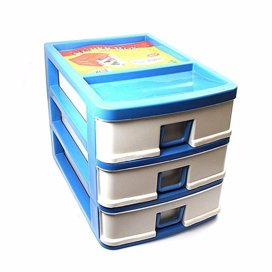 3 Tier Small Plastic Draw Storage Sewing Craft Box Assorted Colours 20 x 18.5 x 26 cm 0011 (Parcel Rate)