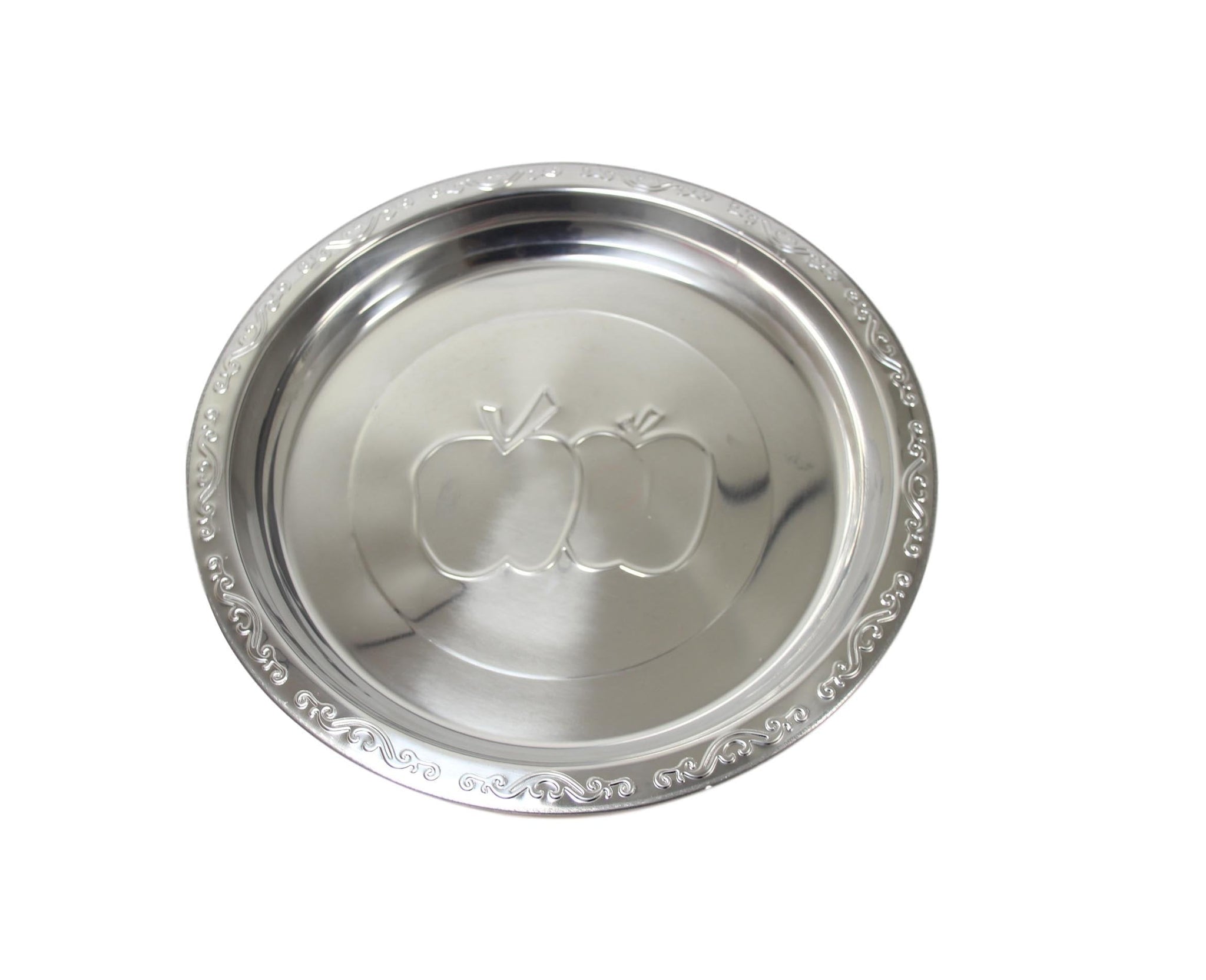 Steel Serving Food Dish Platter Plate Apple Design 45cm 5630 (Parcel Rate)