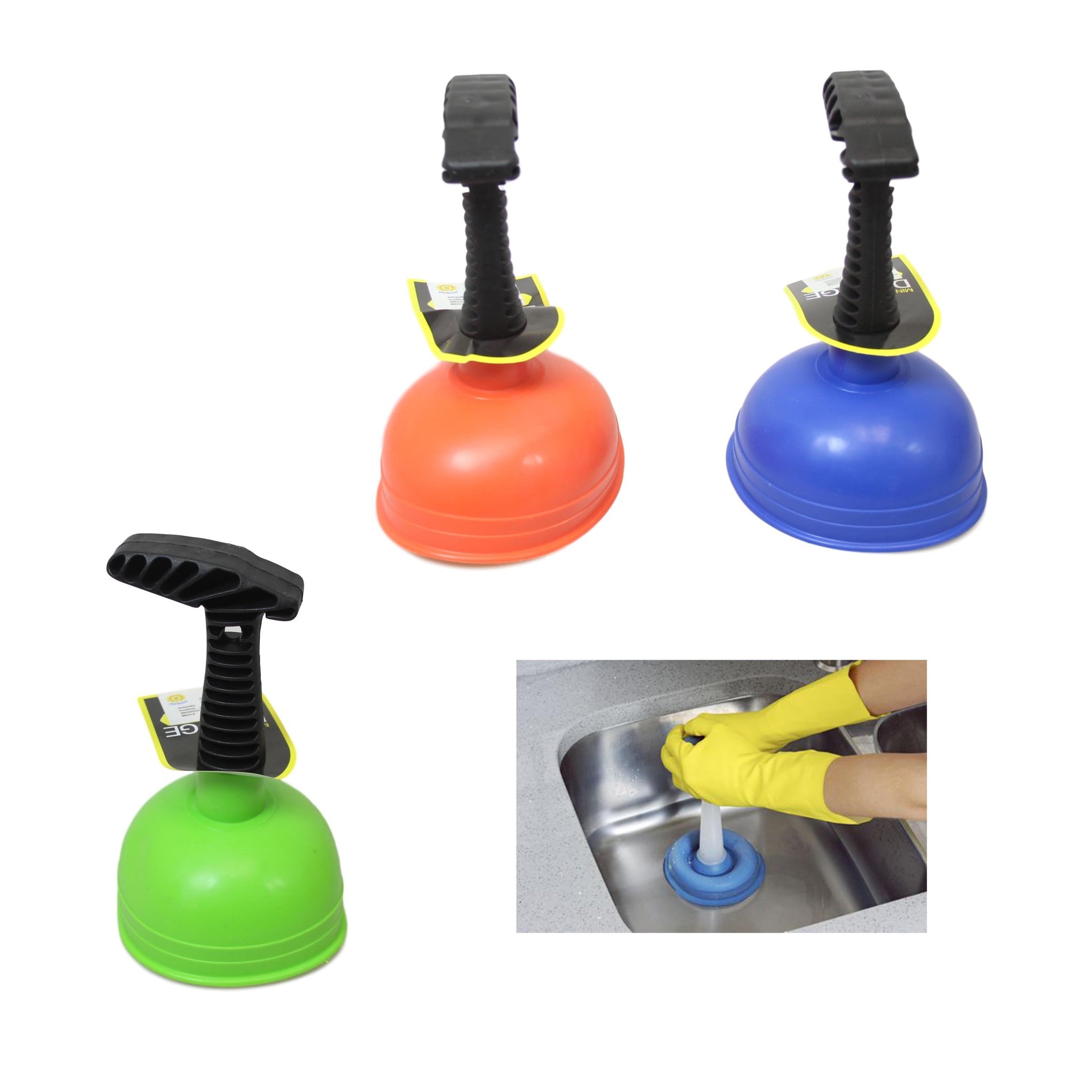 Mini Bathroom Sink Toilet Plunger 12 cm Assorted Colours 5699 (Parcel Rate)