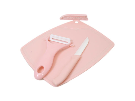 Plastic Chopping Board Set with Vegetable Peeler and Knife 20 x 15 cm Assorted Colours 5706 (Parcel Rate)