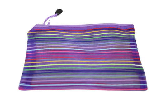 Striped Pencil Toiletry Bag with Zipper 22 x 18 cm Assorted Colours 5724 (Large Letter Rate)