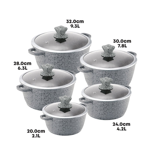 SQ Nessa Granum Stockpot Set of 5 Serizzo Grey 5773 (Big Parcel Rate)