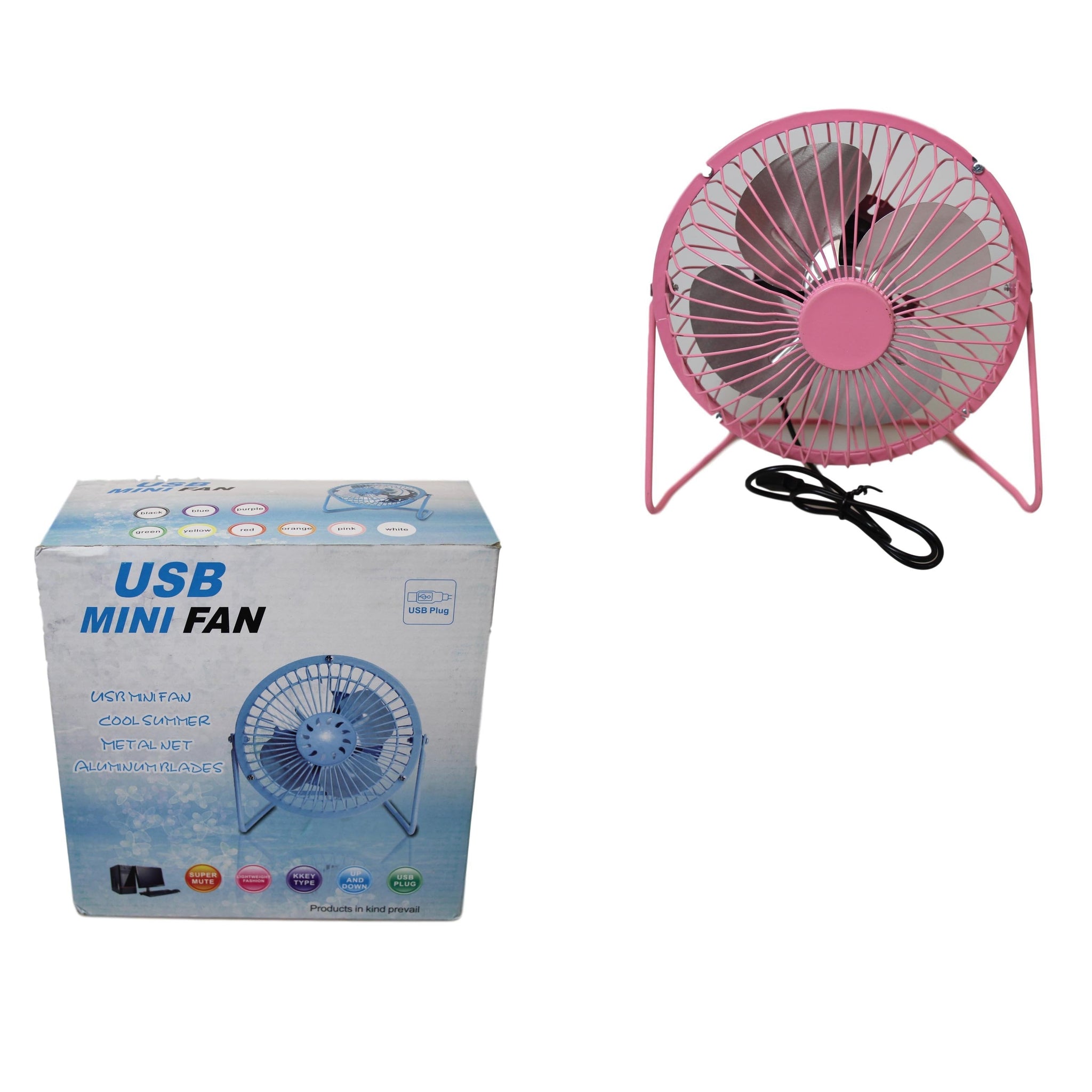 Metal USB Mini Desk Fan 17 x 19 cm Assorted Colours 5804 (Parcel Rate)