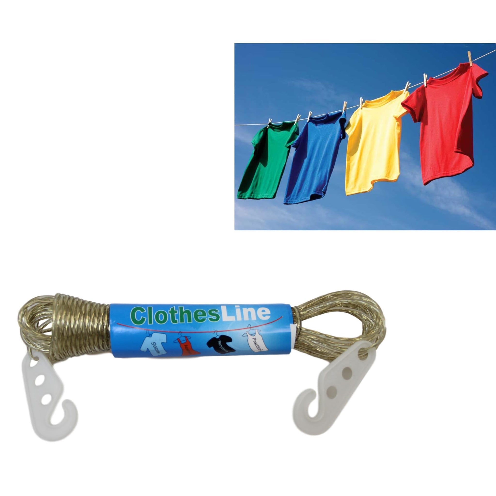 Washing Clothes Line Outdoor Hanging Rope with 2 Hooks 10 m 5813 / 7234 (Large Letter Rate)