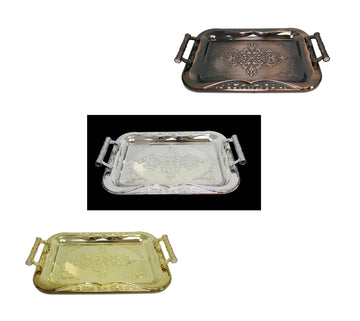 Metallic Chrome Steel Vintage Serving Tray 35 x 25cm Assorted Colours 5850 (Parcel Rate)