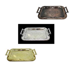 Metallic Chrome Steel Vintage Serving Tray 37 x 54cm Assorted Colours 5852 (Parcel Rate)