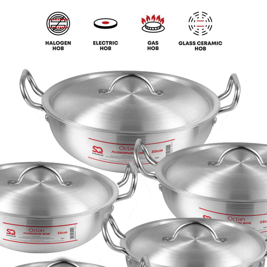 SQ Professional Galaxis Octan Aluminium Pot Karahi Set of 5 21-23-25-26-27-30cm 5885 (Big Parcel Rate)