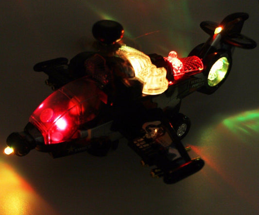 MILITARY LIGHT UP BUMP AND GO COPTER   3707 (Parcel Rate)p