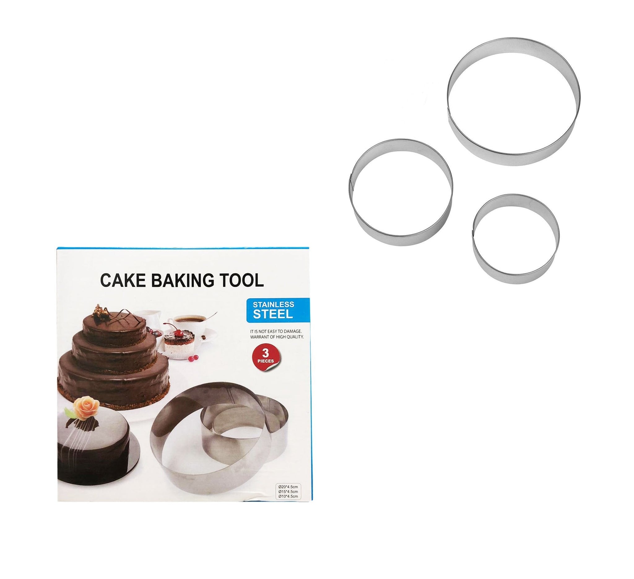 Stainless Steel Round Baking Ring Mould Set of 3 5916 (Parcel Rate)