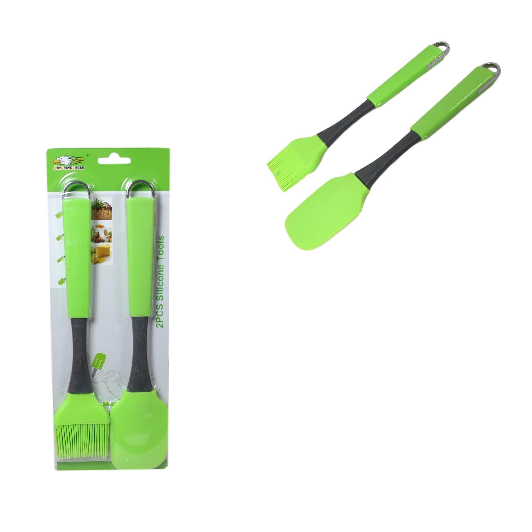 Baking Cooking 2 Pack Silicone Brush and Spatula Kitchen Tool Green 26cm 5933 (Large Letter Rate)