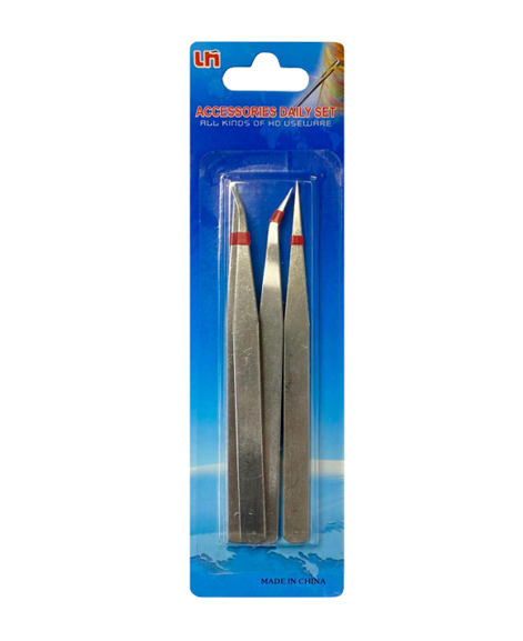 Stainless Steel Tweezers 12.5cm Pack of 4 Assorted Designs 6006 (Large Letter Rate)