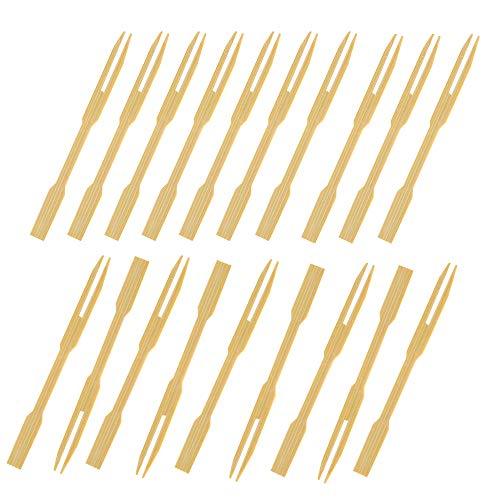 Mini Wooden Bamboo Food Fruit Picks Forks Skewers 9 cm Pack of 100 6028 (Large Letter Rate)