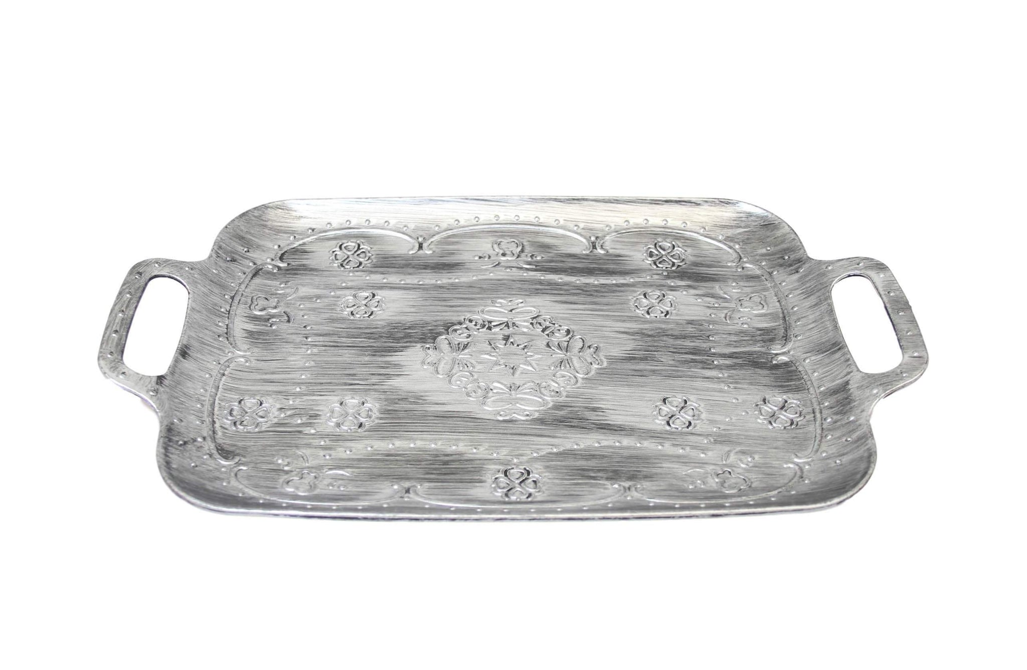 Plastic Vintage Style Grey White Shade Serving Food Kitchen Dinner Tray 35cm x 25cm 6044 (Parcel Rate) P