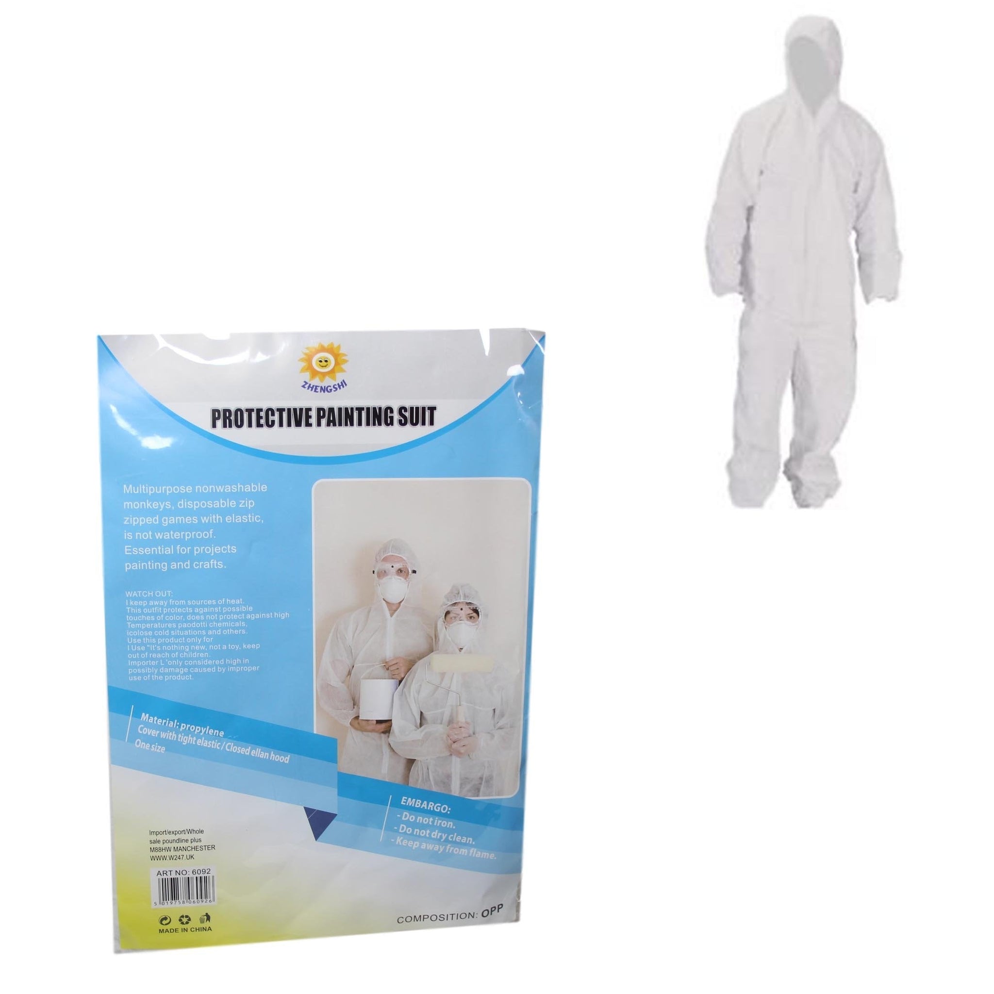 Protective Painting Suit White Indoor Outdoor Disposable Painting Onesie One Size 6605 (Large Letter Rate)