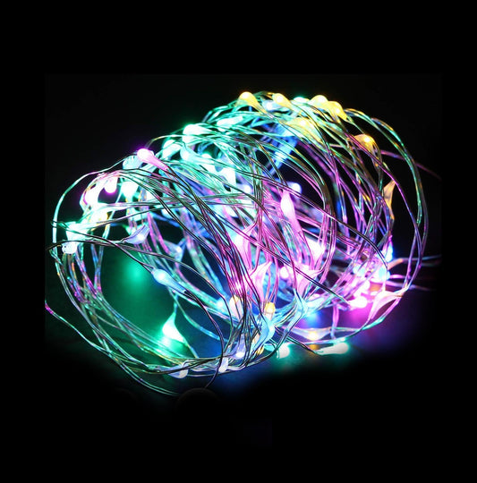 LED Lights Aluminium Wire Multi-Colour Micro 2 Settings Flashing Steady LED 10 Metre 6114 (Large Letter Rate)P