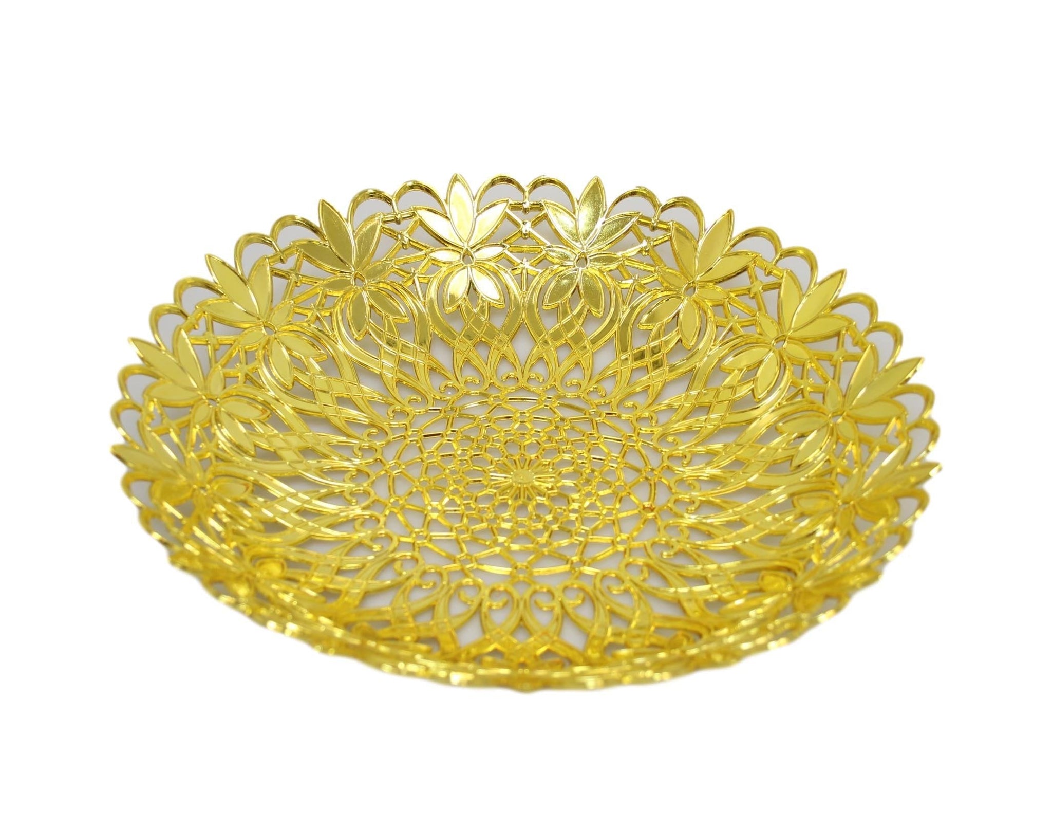 Plastic Gold Plated Serving Tray Home Kitchen Food Diner Serving Tray 28cm 6143 (Parcel Rate)