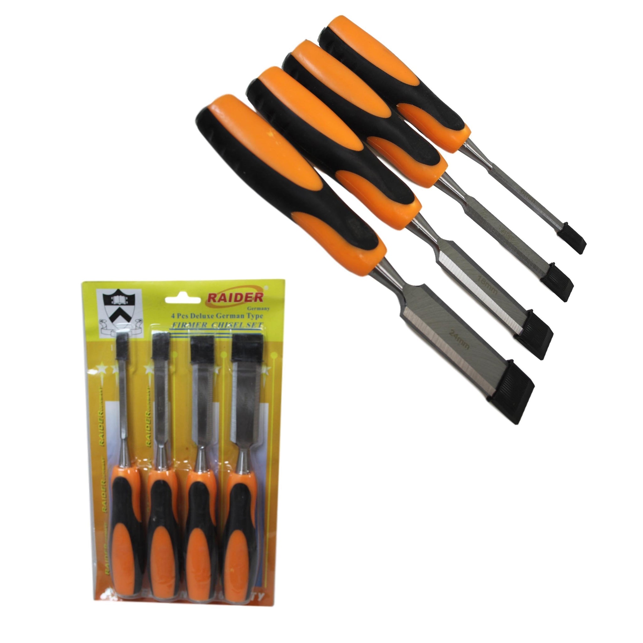 4 Pack Deluxe German Type Professional Quality Chisel Set 6, 12, 18, 24mm 6171 (Parcel Rate)