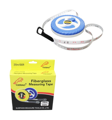 20m Fiberglass Tape Measure Builders Surveyors Long Reel Roll Measuring Tape 66ft 62029 (Parcel Rate)