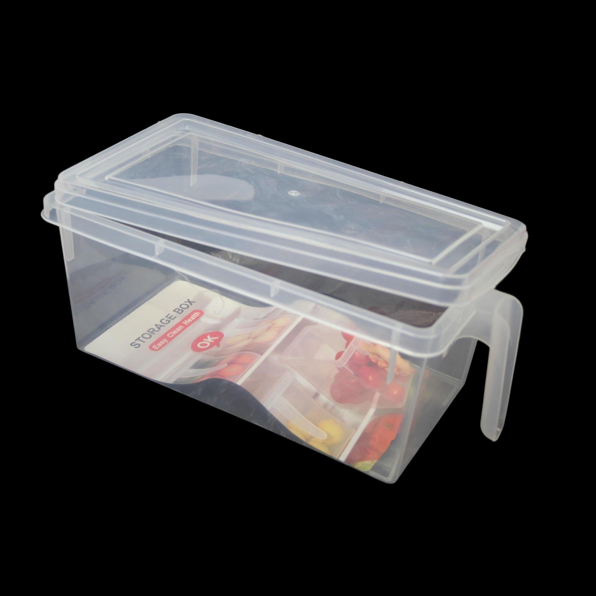 Plastic Clear Kitchen Fridge Storage Box Container with Lid and Handle 28 x 12.5 cm 6263 (Parcel Rate)