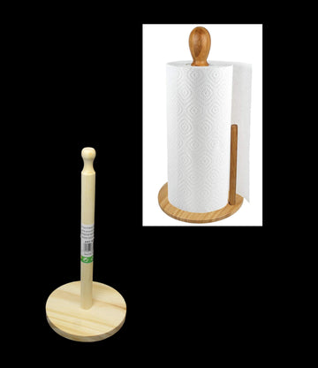 Wooden Kitchen Paper Towel Holder 2 Piece Holder and Stick Paper Roll Stand Rack 30cm (Parcel Rate)