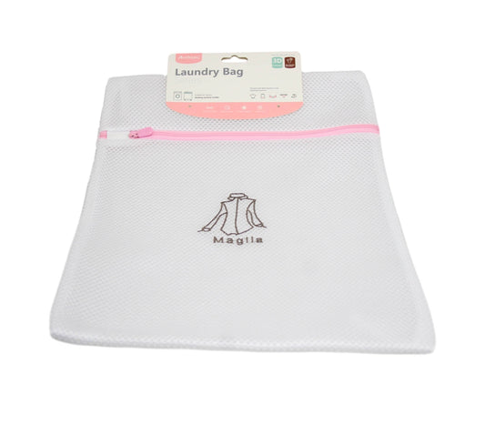 Fabric Beige White Laundry Bag Zip Mesh Small Underwear Items Bag 30 x 40cm 6314 (Large Letter Rate)